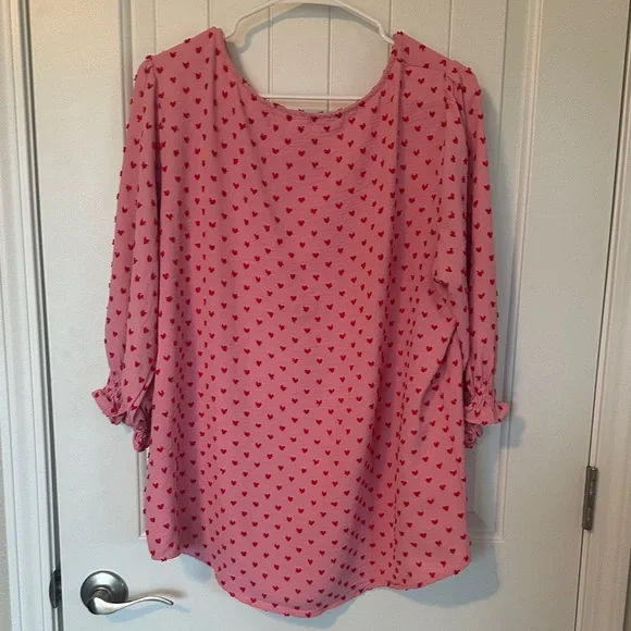 Sapphire 1x Pink Heart Print Blouse valentines - Picture 4 of 4